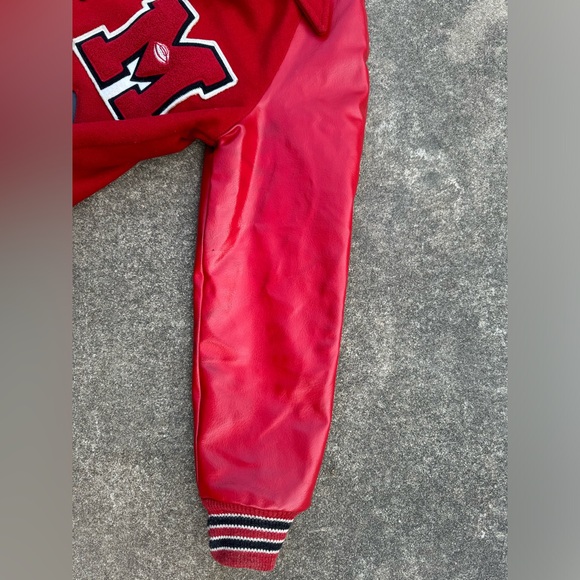 Howe Wool Leather Varsity Jacket Vtg 70’s Sz 38 USA Naugalite Red Embroidered - Picture 14 of 14